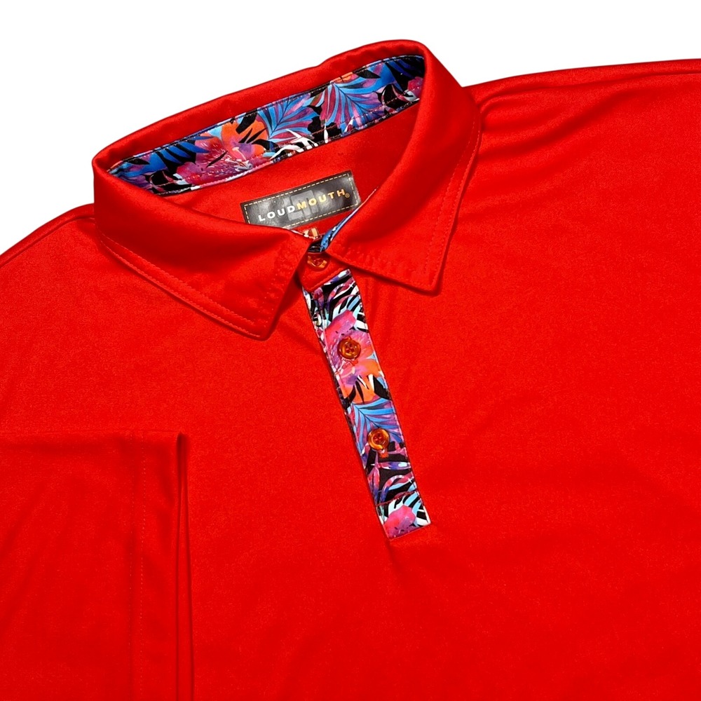 Loudmouth Golf Polo Shirt‎ Men's XL Colorful Tropical Trim Casual Preppy Resort